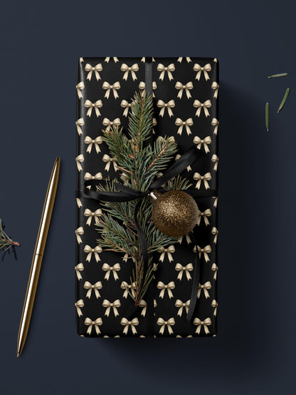 Classy Wrapping Paper Black Bow Gift Wrap Chic Wrapping Paper Wedding Gift for Her Birthday Present Bachelorette Gift Idea for Bridesmaid