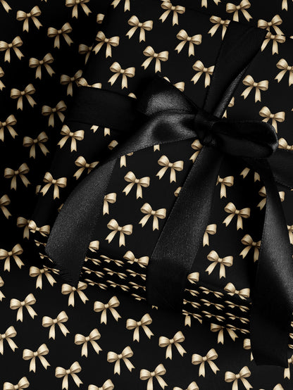 Classy Wrapping Paper Black Bow Gift Wrap Chic Wrapping Paper Wedding Gift for Her Birthday Present Bachelorette Gift Idea for Bridesmaid