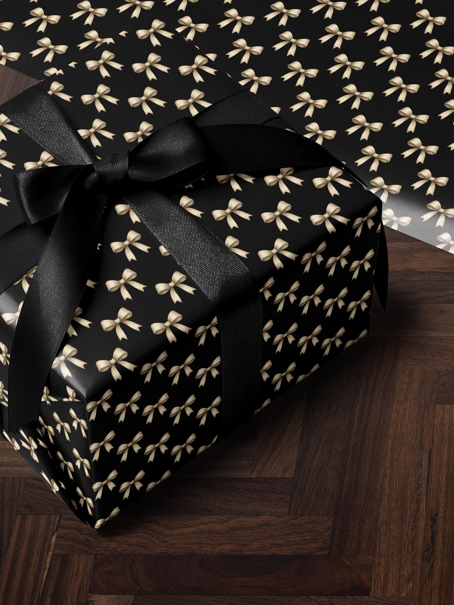 Classy Wrapping Paper Black Bow Gift Wrap Chic Wrapping Paper Wedding Gift for Her Birthday Present Bachelorette Gift Idea for Bridesmaid