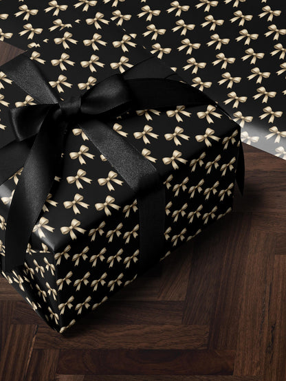 Classy Wrapping Paper Black Bow Gift Wrap Chic Wrapping Paper Wedding Gift for Her Birthday Present Bachelorette Gift Idea for Bridesmaid