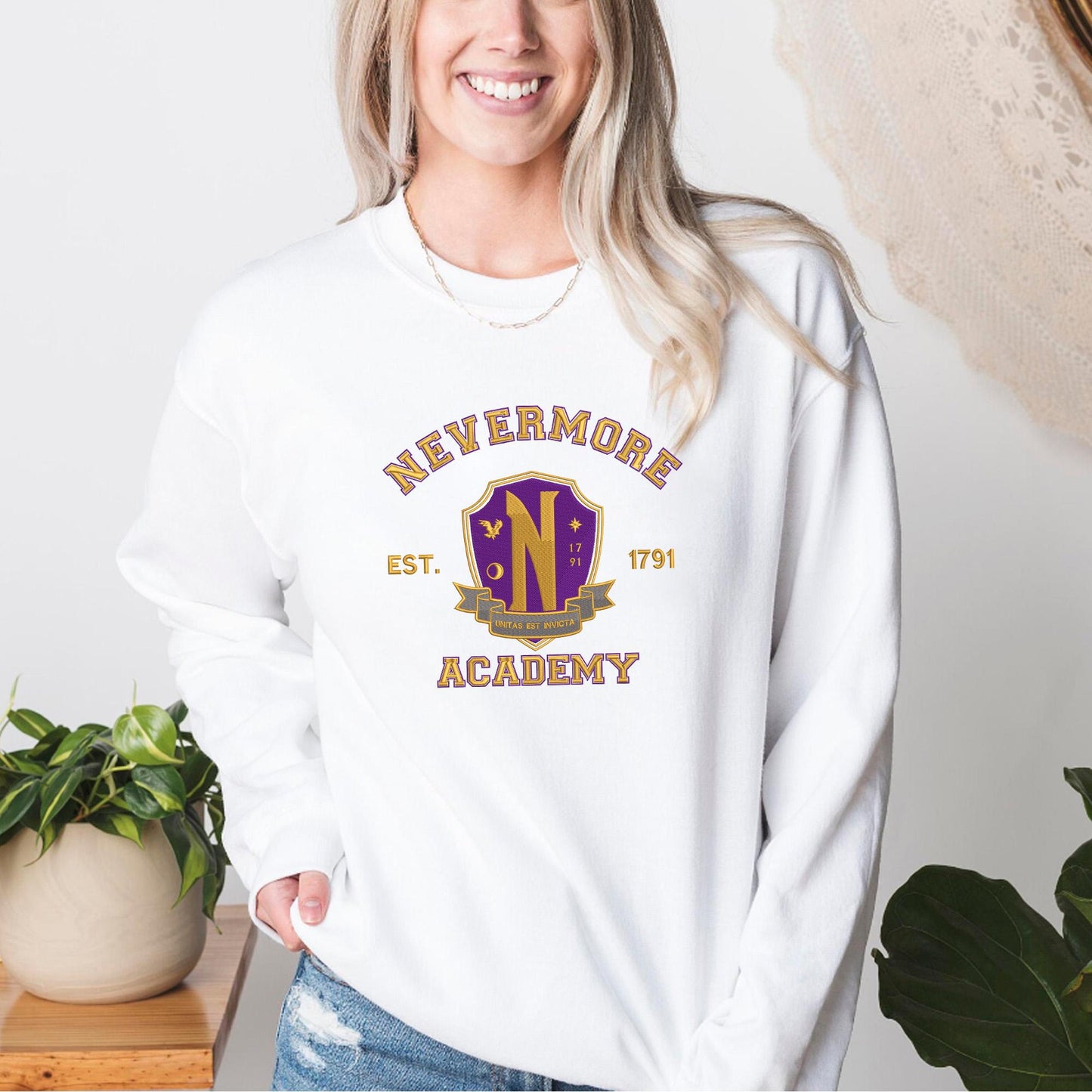 Nevermore Academy Sweatshirt: Gothic Wednesday Inspired Crewneck