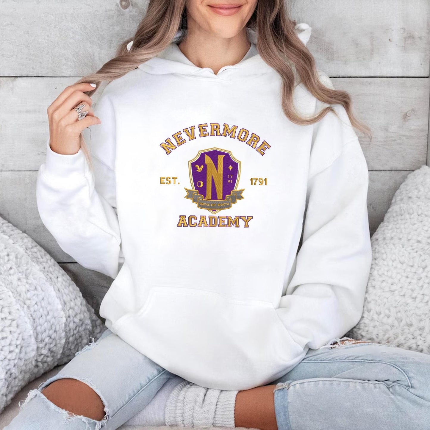 Nevermore Academy Sweatshirt: Gothic Wednesday Inspired Crewneck