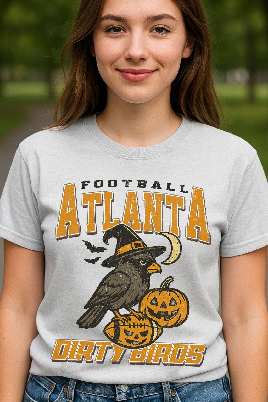 Vintage Style Atlanta Spooky Sweatshirt | Dirty Birds Halloween Football Shirt | Spooky Crow Pumpkin Shirt | Fall Sports Fan Gift