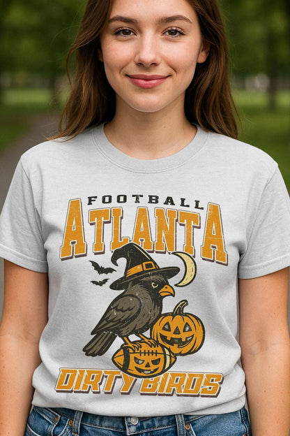 Vintage Style Atlanta Spooky Sweatshirt | Dirty Birds Halloween Football Shirt | Spooky Crow Pumpkin Shirt | Fall Sports Fan Gift