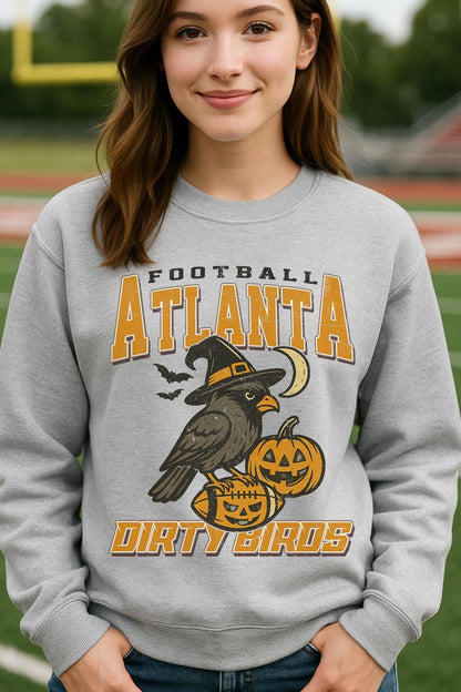 Vintage Style Atlanta Spooky Sweatshirt | Dirty Birds Halloween Football Shirt | Spooky Crow Pumpkin Shirt | Fall Sports Fan Gift