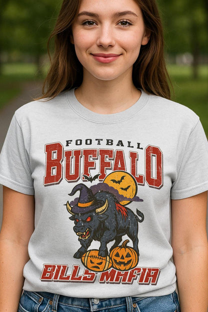 Vintage Style Buffalo Spooky Sweatshirt | Bills Mafia Halloween Football Shirt | Spooky Crow Pumpkin Shirt | Fall Sports Fan Gift