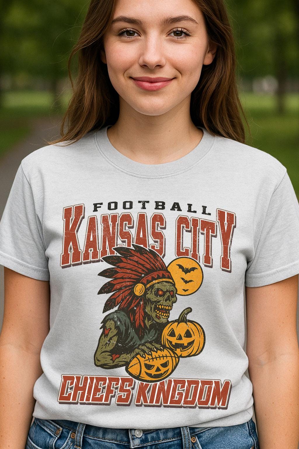 Vintage Style Kansas Spooky Sweatshirt | Chiefs Kingdom Halloween Football Shirt | Spooky Crow Pumpkin Shirt | Fall Sports Fan Gift