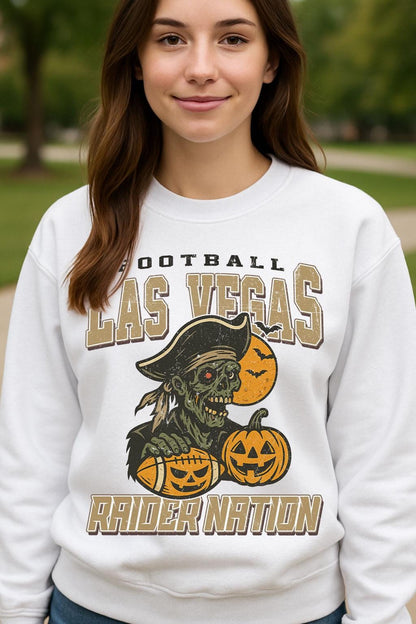 Vintage Style Las Vegas Spooky Sweatshirt | Raider Nation Halloween Football Shirt | Spooky Crow Pumpkin Shirt | Fall Sports Fan Gift