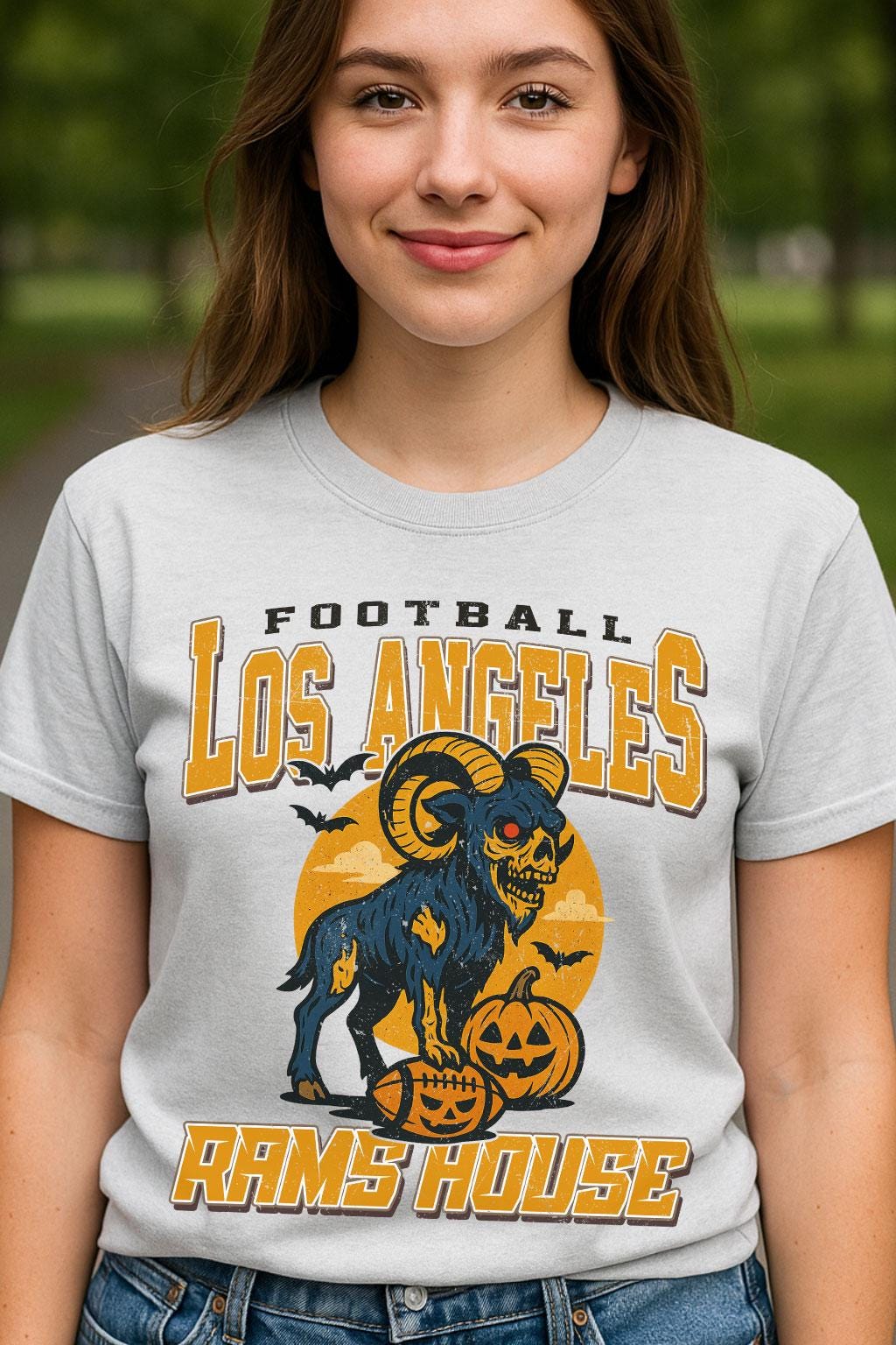 Vintage Style Los Angeles Spooky Sweatshirt | Rams House Halloween Football Shirt | Spooky Crow Pumpkin Shirt | Fall Sports Fan Gift