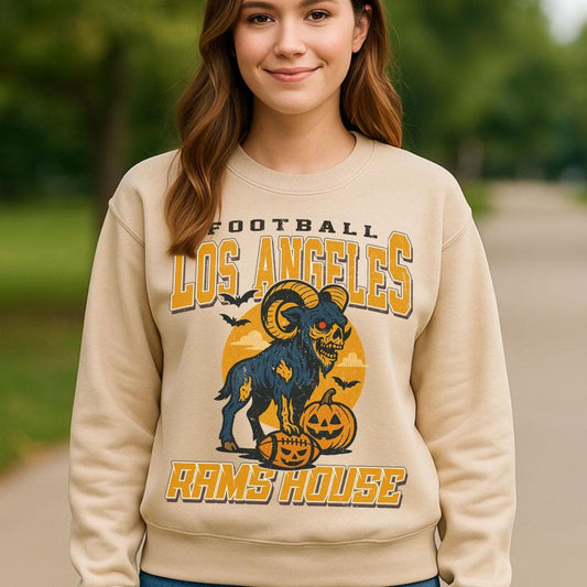 Vintage Style Los Angeles Spooky Sweatshirt | Rams House Halloween Football Shirt | Spooky Crow Pumpkin Shirt | Fall Sports Fan Gift