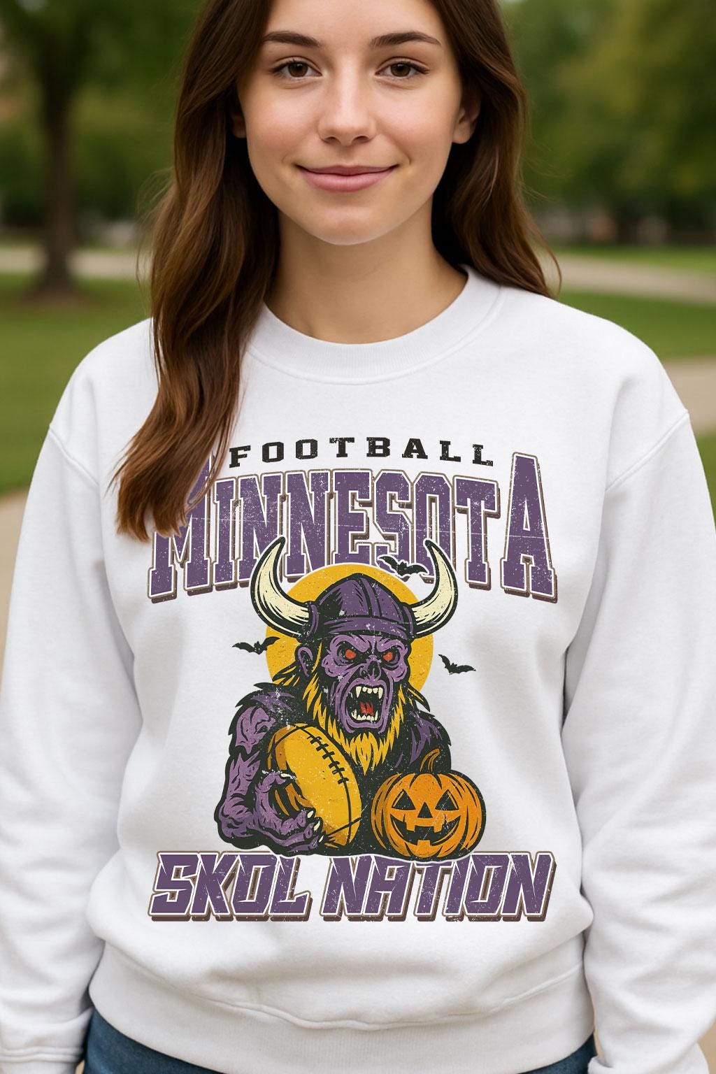 Vintage Style Minnesota Spooky Sweatshirt | Skol Nation Halloween Football Shirt | Spooky Crow Pumpkin Shirt | Fall Sports Fan Gift