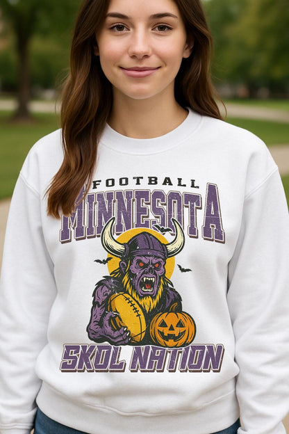 Vintage Style Minnesota Spooky Sweatshirt | Skol Nation Halloween Football Shirt | Spooky Crow Pumpkin Shirt | Fall Sports Fan Gift