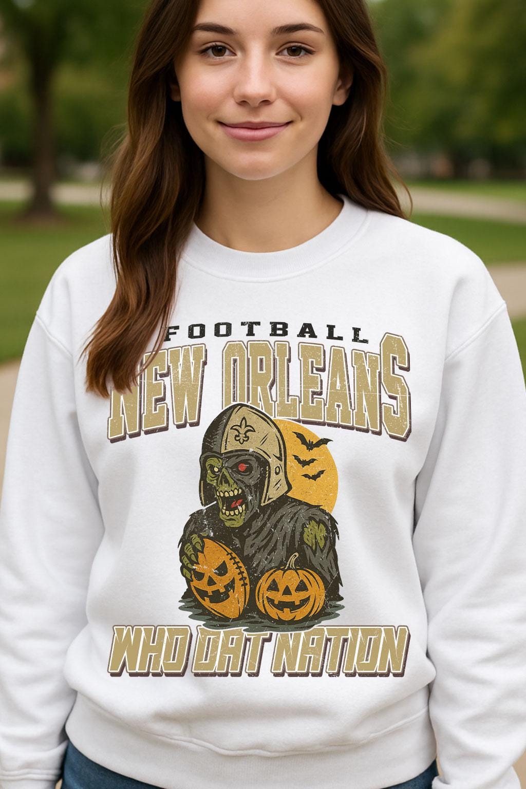 Vintage Style New Orleans Spooky Sweatshirt | Who Dat Nation Halloween Football Shirt | Spooky Crow Pumpkin Shirt | Fall Sports Fan Gift