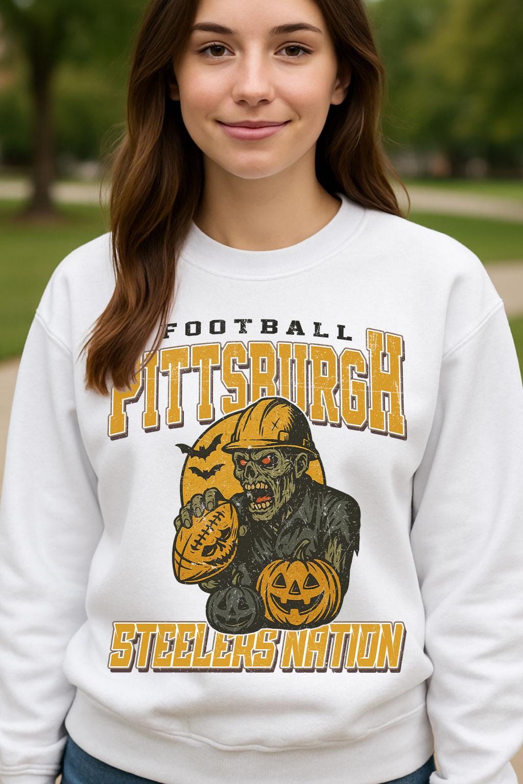 Vintage Style Pittsburgh Spooky Sweatshirt | Steelers Nation Halloween Football Shirt | Spooky Crow Pumpkin Shirt | Fall Sports Fan Gift