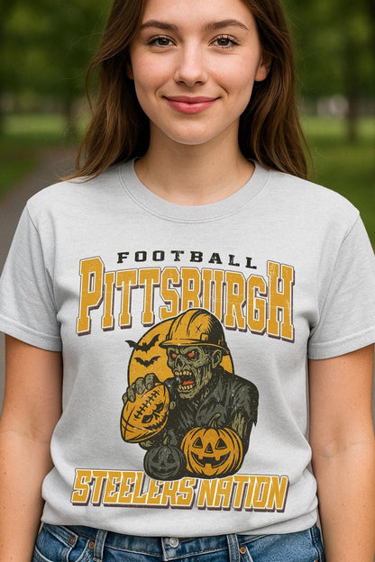 Vintage Style Pittsburgh Spooky Sweatshirt | Steelers Nation Halloween Football Shirt | Spooky Crow Pumpkin Shirt | Fall Sports Fan Gift