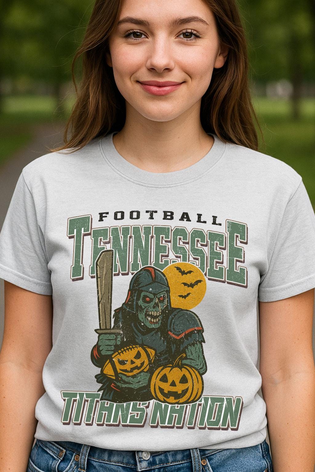 Vintage Style Tennessee Spooky Sweatshirt | Titans Nation Halloween Football Shirt | Spooky Crow Pumpkin Shirt | Fall Sports Fan Gift