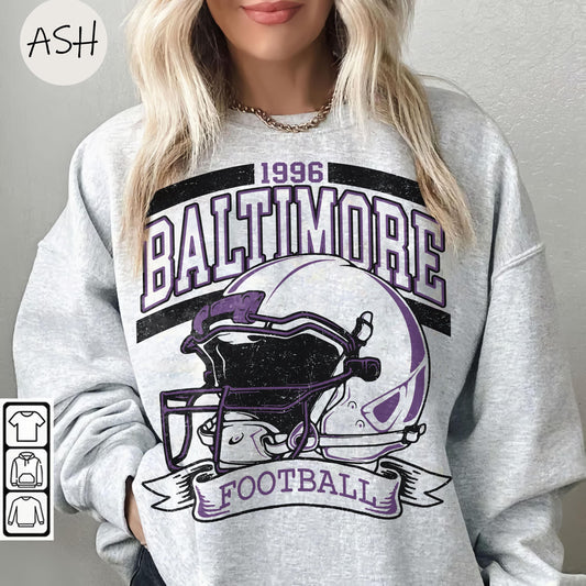 Vintage 90s Retro Style Comfort Colors Baltimore Football Shirt, 1996 Helmet Tee, Retro Game Day T-Shirt, Trendy Baltimore Fan Gifts