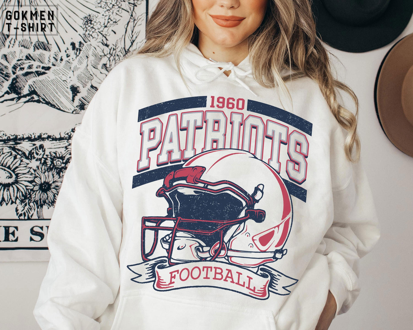 Vintage New England Football Fan Tshirt, New England Sweatshirt, New England Hoodie, Game day Football, Vintage Patriots Gift for Fans