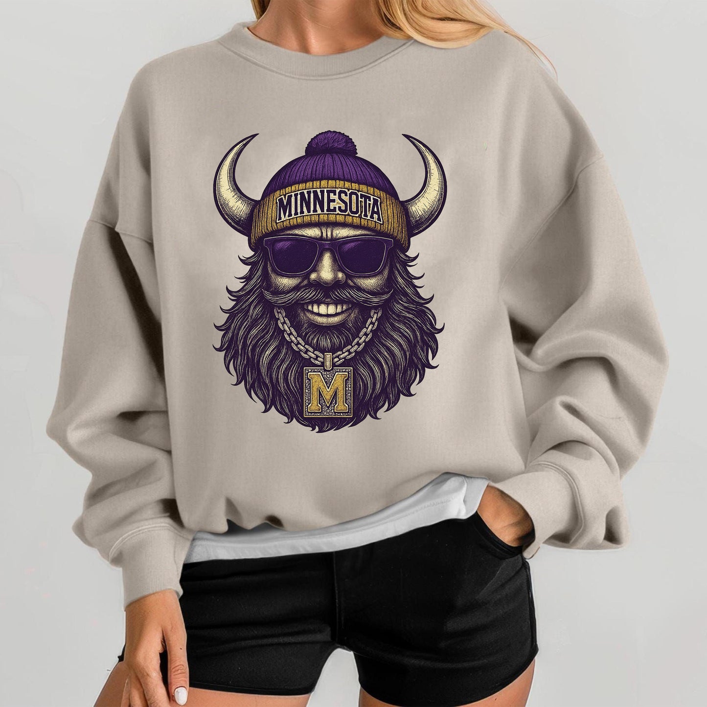 Minnesota Graphic Sweatshirt, Retro Viking Beard Shirt, Cool Streetwear Pullover, Hip Hop Graphic Tee, Unisex Oversized Vintage Top