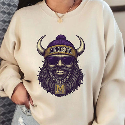Minnesota Graphic Sweatshirt, Retro Viking Beard Shirt, Cool Streetwear Pullover, Hip Hop Graphic Tee, Unisex Oversized Vintage Top