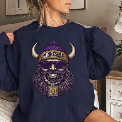 Minnesota Graphic Sweatshirt, Retro Viking Beard Shirt, Cool Streetwear Pullover, Hip Hop Graphic Tee, Unisex Oversized Vintage Top