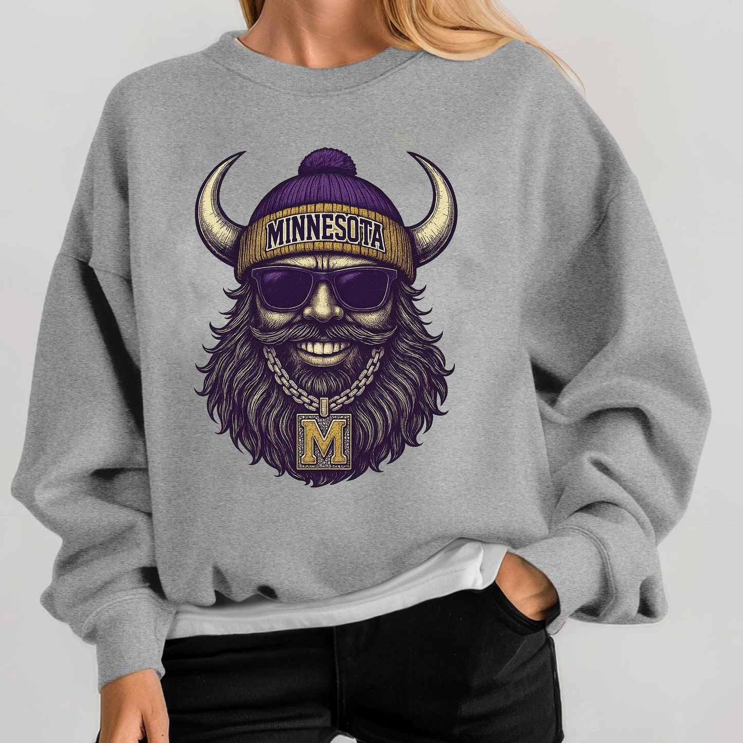 Minnesota Graphic Sweatshirt, Retro Viking Beard Shirt, Cool Streetwear Pullover, Hip Hop Graphic Tee, Unisex Oversized Vintage Top