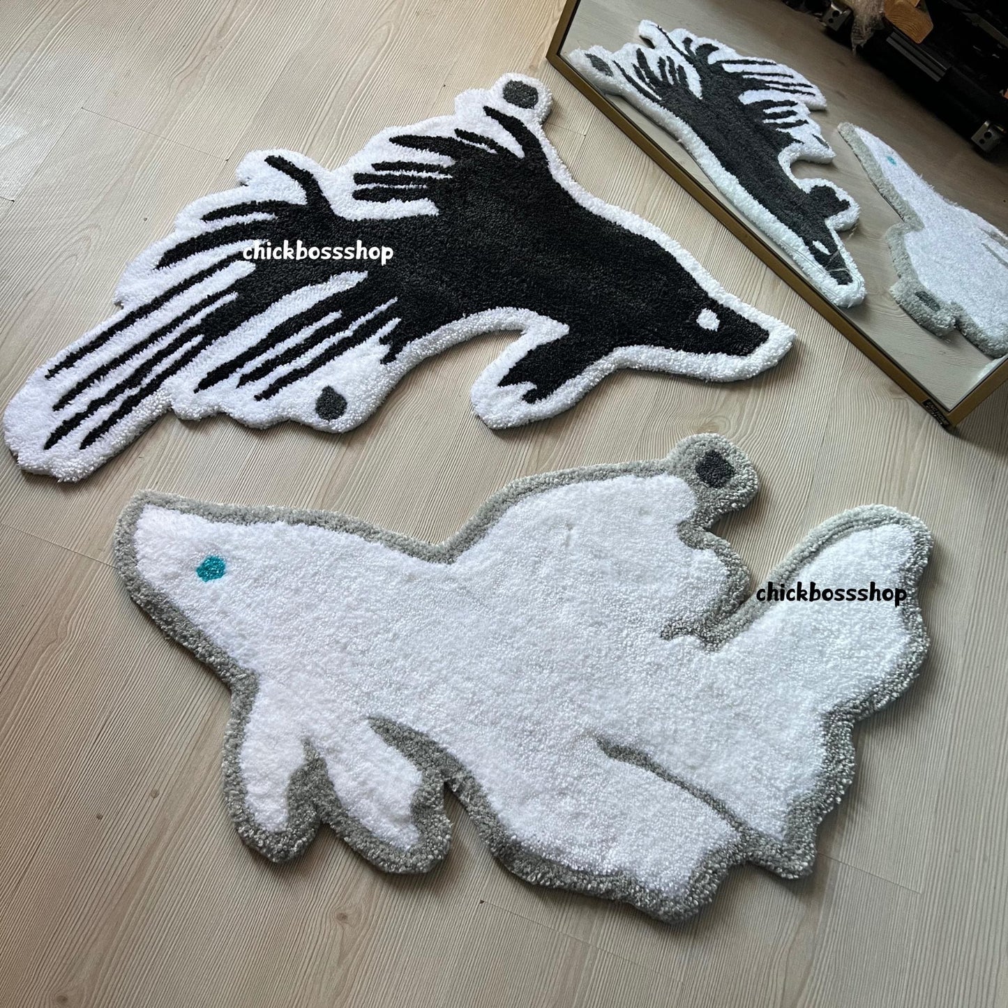 Yin Yang Koi Fish Tufted Rug | Black & White Minimalist Design