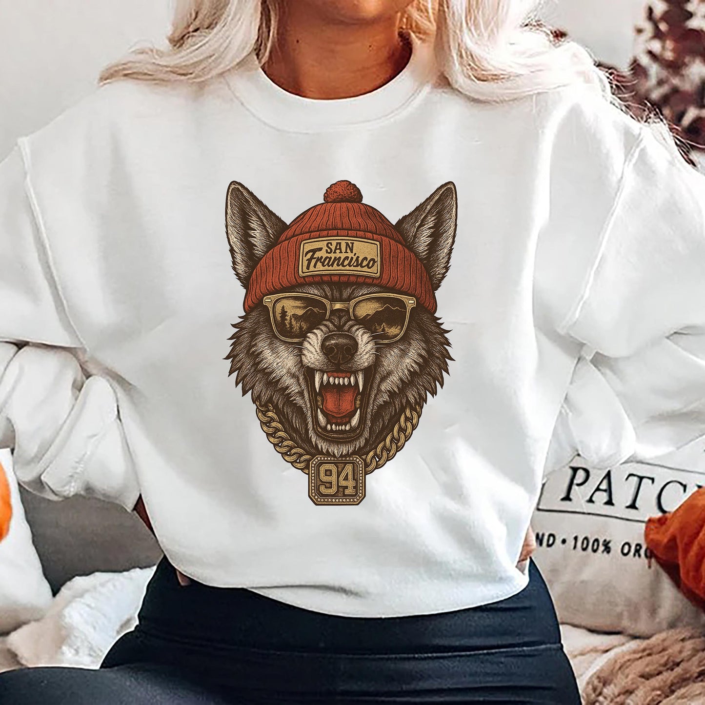 San Francisco Wolf Graphic Sweatshirt, Retro Hip Hop Streetwear Shirt, Cool Oversized Pullover, Vintage Graphic Tee, Unisex Fashion Top
