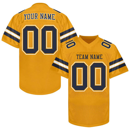 Custom Gold Black Football Jersey, Custom Gold White Football Jersey Men Women Youth Kid Game Training Shirt Football Lover Uniform Gift