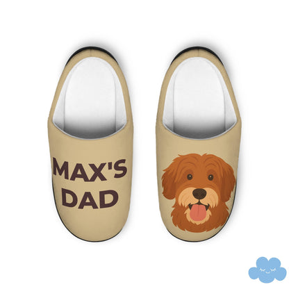 Personalized Pet Slippers for Men, Custom Dog or Cat Illustration with Name