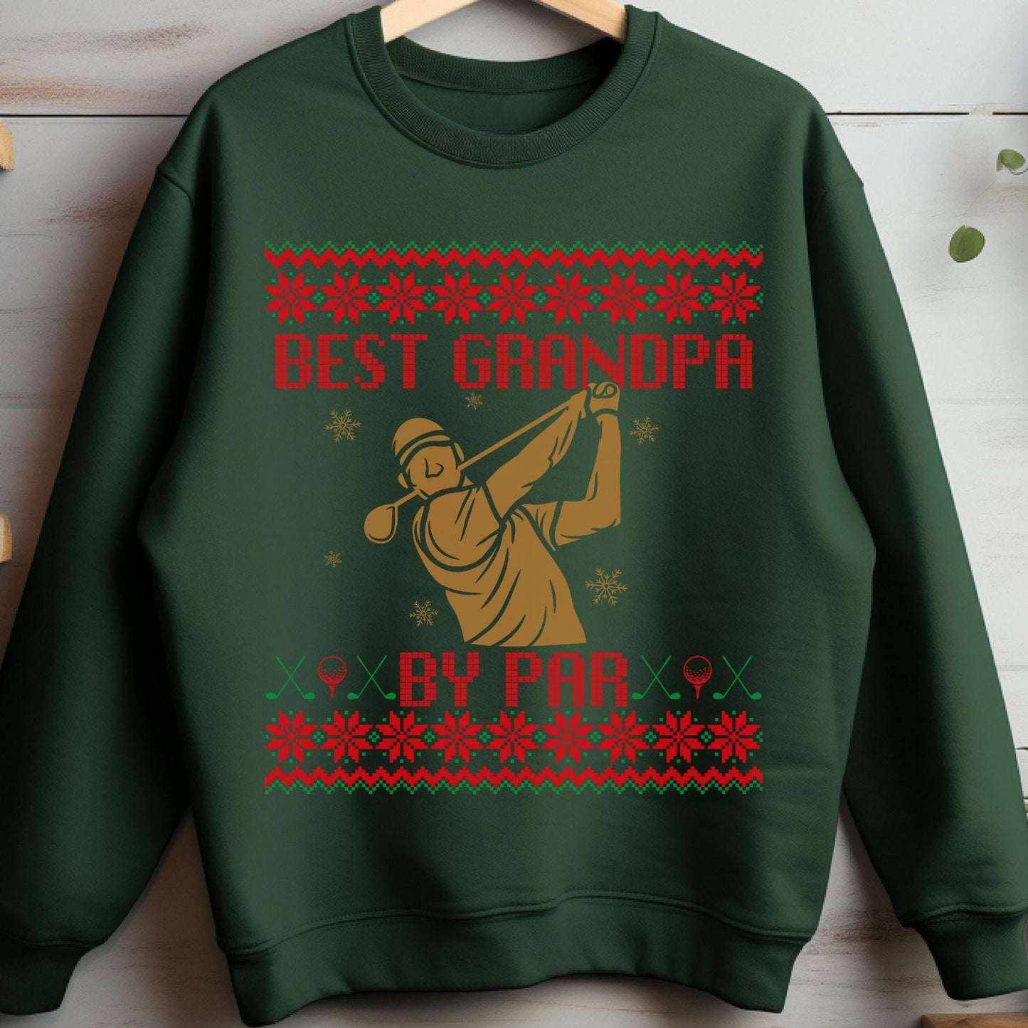 Best Grandpa by Par Golf Gifts for Men Gift for Golfer Dad Golf Ugly Sweater Secret Santa Gift Ideas Ugly Sweater Party Golf Lover Gift