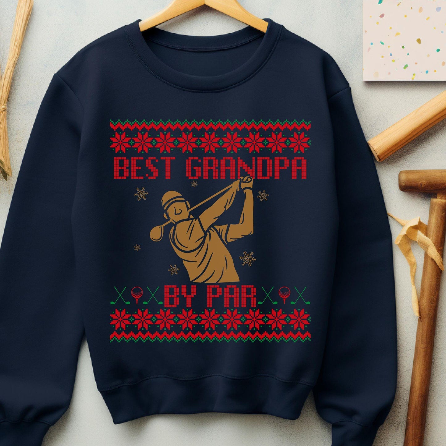 Best Grandpa by Par Golf Gifts for Men Gift for Golfer Dad Golf Ugly Sweater Secret Santa Gift Ideas Ugly Sweater Party Golf Lover Gift