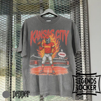 Kansas City Football T-Shirt, Vintage Kansas Football Graphic Tee, Gift for KC Fans