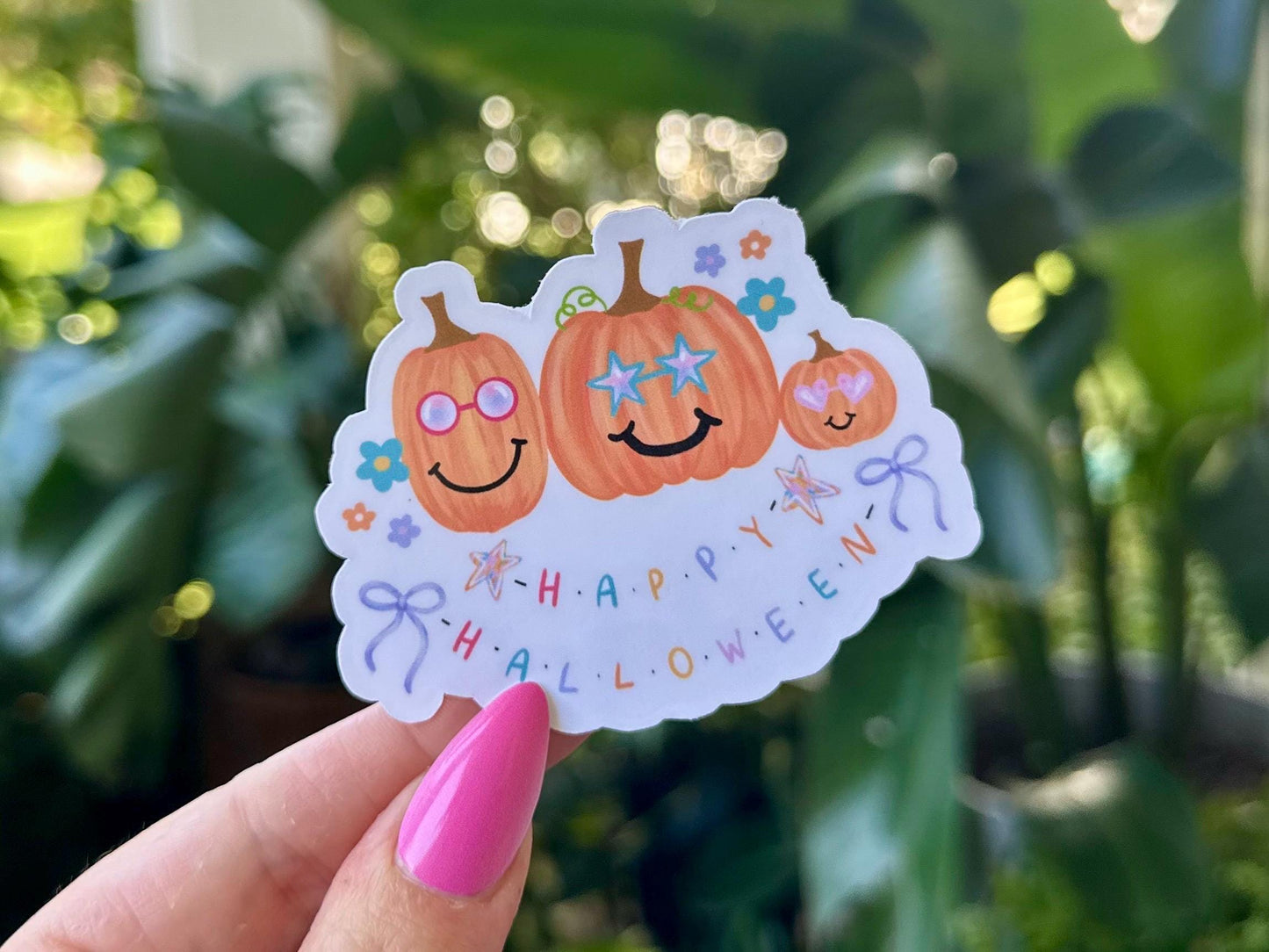 Happy Halloween Pumpkins Waterproof Sticker, Handdrawn Art, Bestfriend Gifts, Positivity, Halloween, Fall, Girly Spooky, Pumpkin, Autumn