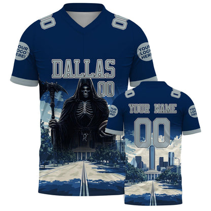 Custom Houston Red Football Jersey Kid Adult, Custom Red Black Halloween Football Jersey Name Number Logo State College Jersey Skull Gift