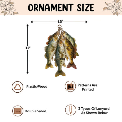 Personalized Fishing 2D Flat Ornament, Custom Fishing Christmas Tree Ornament, Bass Fish Ornament, Xmas Gift for Fisherman, Dad, Husband
