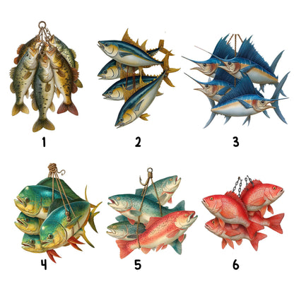 Personalized Fishing 2D Flat Ornament, Custom Fishing Christmas Tree Ornament, Tuna Fish Ornament, Xmas Gift for Fisherman, Dad, Husband