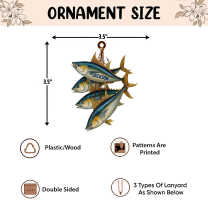 Personalized Fishing 2D Flat Ornament, Custom Fishing Christmas Tree Ornament, Tuna Fish Ornament, Xmas Gift for Fisherman, Dad, Husband