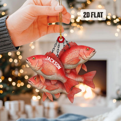 Personalized Fishing 2D Flat Ornament, Custom Fishing Christmas Tree Ornament, Tuna Fish Ornament, Xmas Gift for Fisherman, Dad, Husband