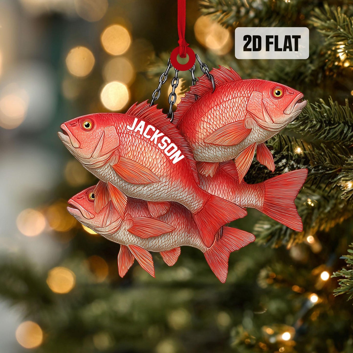 Personalized Fishing 2D Flat Ornament, Custom Fishing Christmas Tree Ornament, Tuna Fish Ornament, Xmas Gift for Fisherman, Dad, Husband