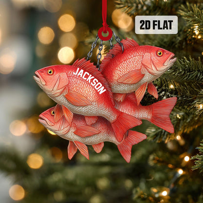 Personalized Fishing 2D Flat Ornament, Custom Fishing Christmas Tree Ornament, Tuna Fish Ornament, Xmas Gift for Fisherman, Dad, Husband