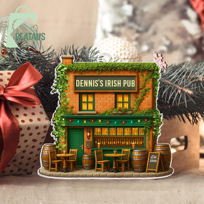 Personalized Irish Pub 2D Flat Ornament, Irish Pub Acrylic Ornament, Irish Ornament, Ireland Gifts Shamrock, Pub Decor Gift For Pub Lover