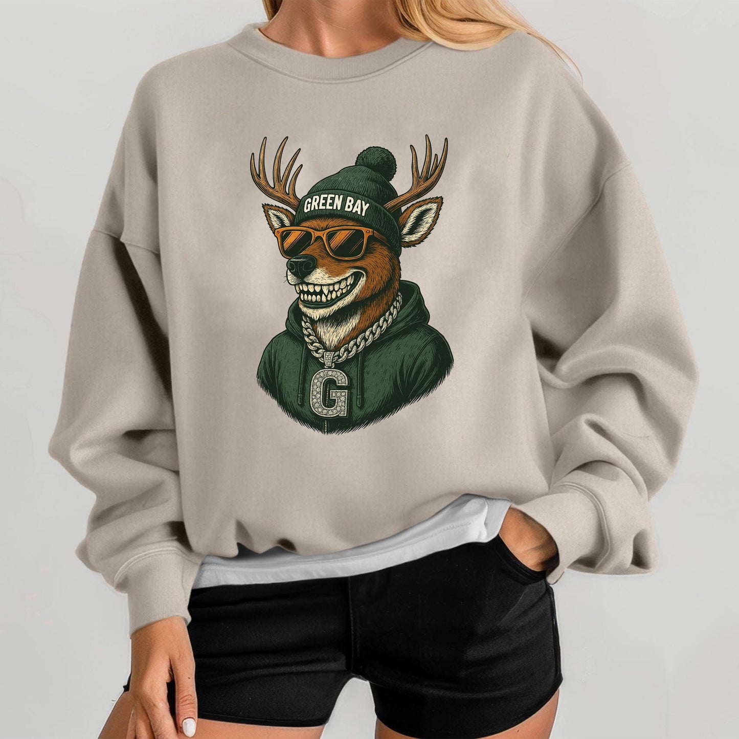 Green Bay Deer Football Vintage Style Sweatshirt, Green Bay Shirt Retro Style 90s Unisex Crewneck, Graphic Tee Gift For Football Fan Sport.
