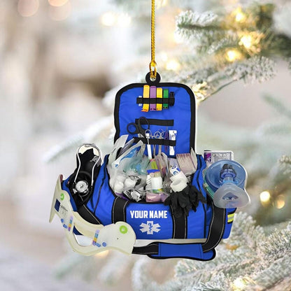 Personalized EMT Paramedic Bag 2D Flat Ornaments, Christmas Gifts For EMT Worker, Paramedic, Christmas decor