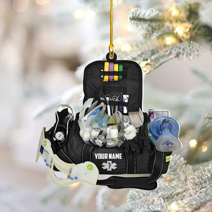 Personalized EMT Paramedic Bag 2D Flat Ornaments, Christmas Gifts For EMT Worker, Paramedic, Christmas decor