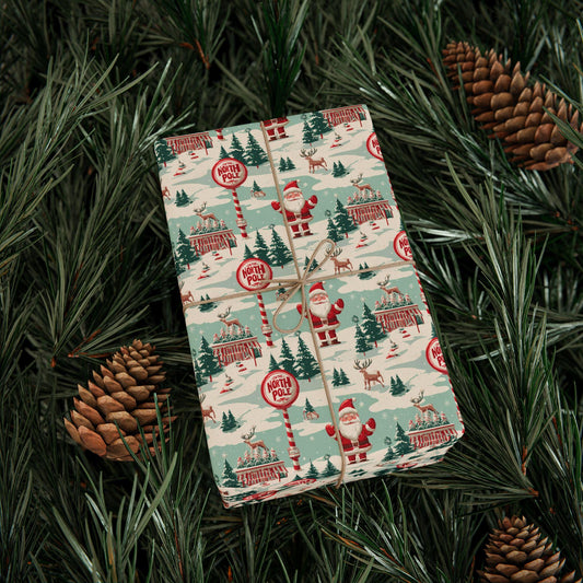 North Pole Wrapping Paper, Christmas Paper Gift Wrap Sheets from Santa, North Pole Newspaper - Holiday Gift Wrap, Xmas Decor