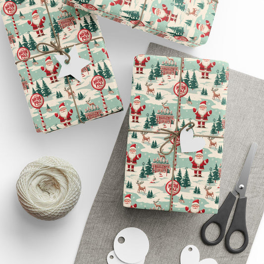 North Pole Wrapping Paper, Christmas Paper Gift Wrap Sheets from Santa, North Pole Newspaper - Holiday Gift Wrap, Xmas Decor