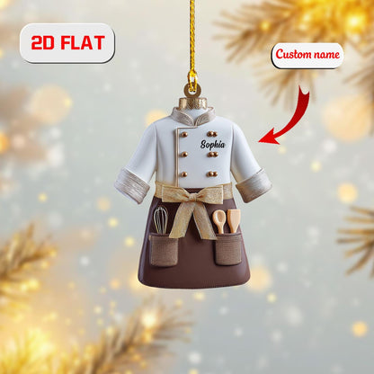 Chef Ornament, Personalized Christmas Tree Decoration, Custom Name Cooking Gift, Funny Kitchen Holiday Ornament For Bakers And Food Lovers