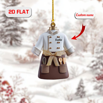 Chef Ornament, Personalized Christmas Tree Decoration, Custom Name Cooking Gift, Funny Kitchen Holiday Ornament For Bakers And Food Lovers