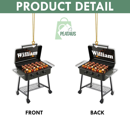 Personalized Grill Christmas Ornament, Grill Flat 2D Ornament, Barbeque BBQ Christmas Ornament, Gift for Griller,Dad Gift, Grill Master Gift